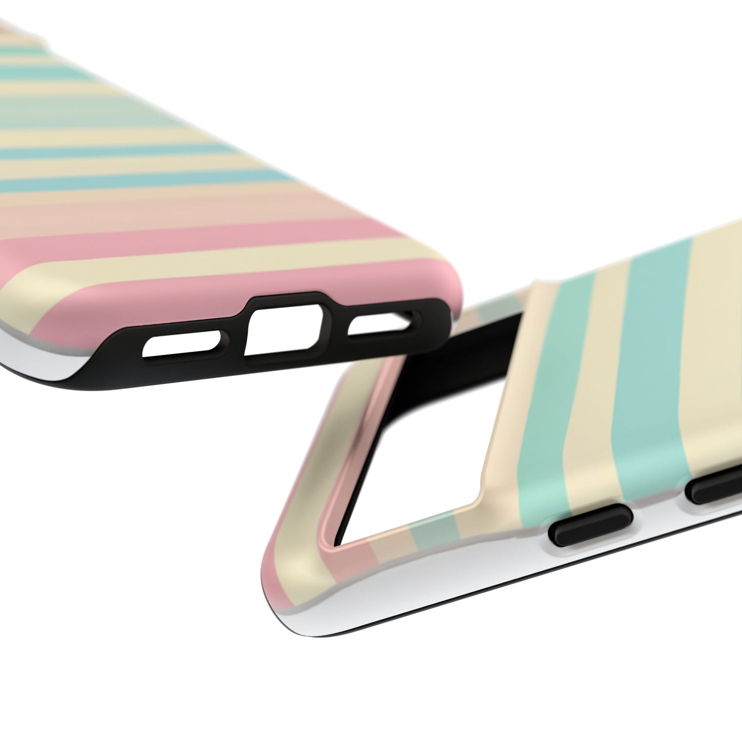 Pastel Striped Tough Phone Case – Protective Retro Rainbow Design