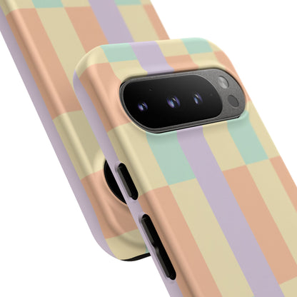 Pastel Checkered Phone Case — Retro Stripe Tough Case