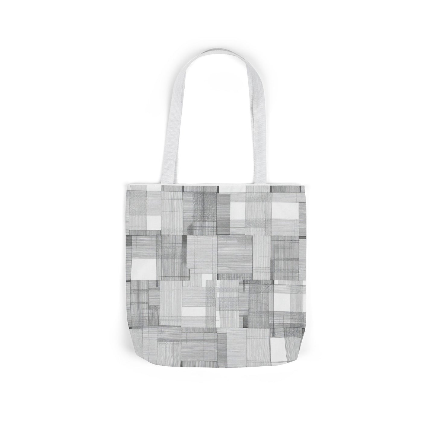 Gray Geometric Patchwork Canvas Tote