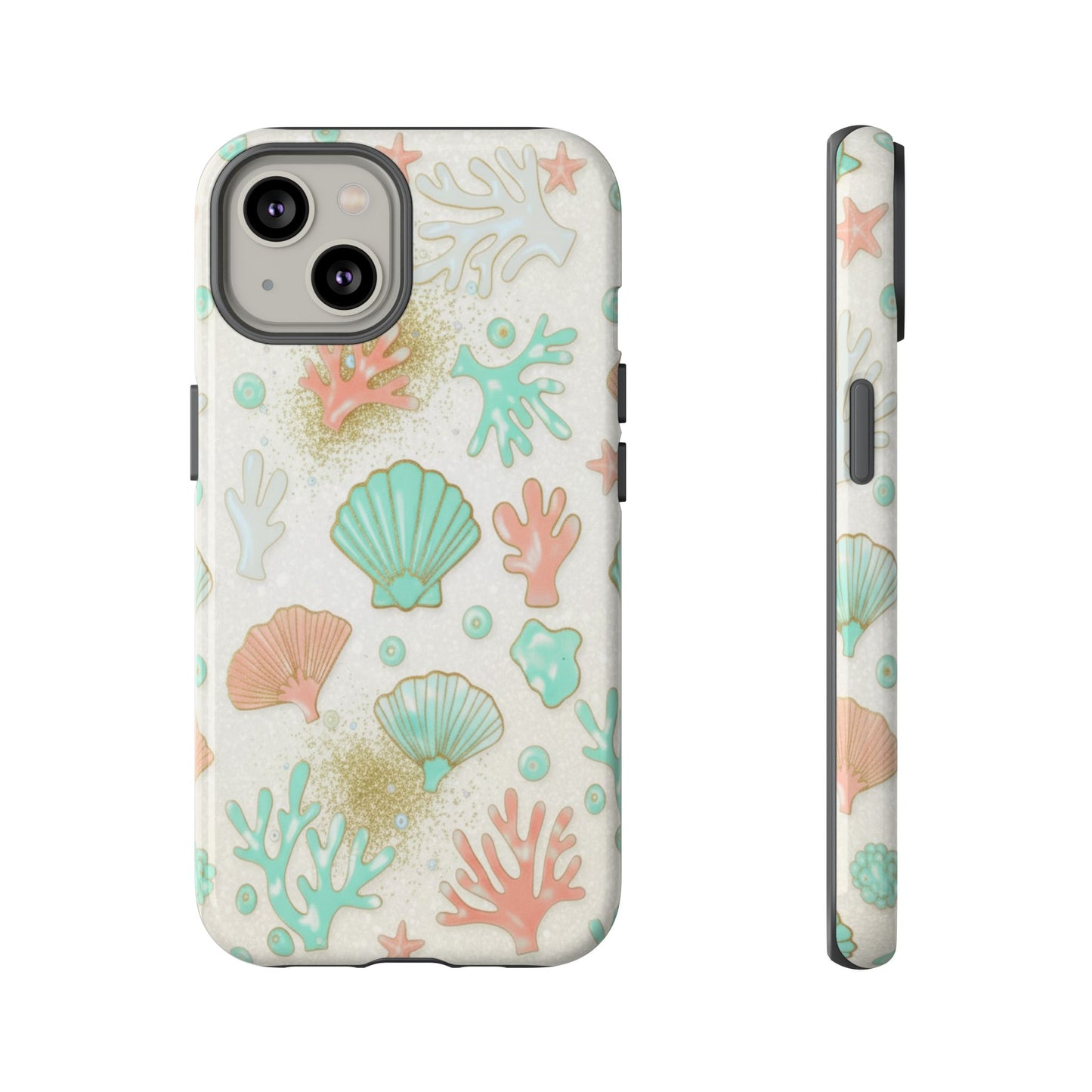 Seashell Coral Phone Case — Pastel Beach Shells Protective Tough Case