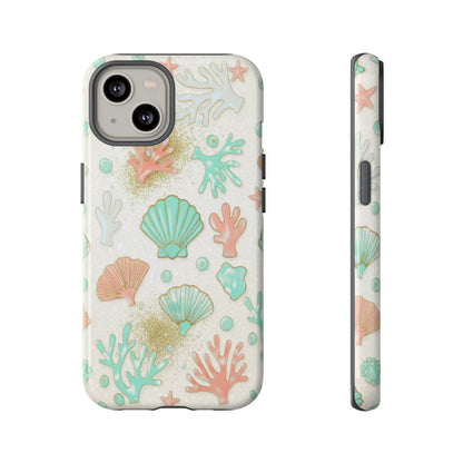 Seashell Coral Phone Case — Pastel Beach Shells Protective Tough Case