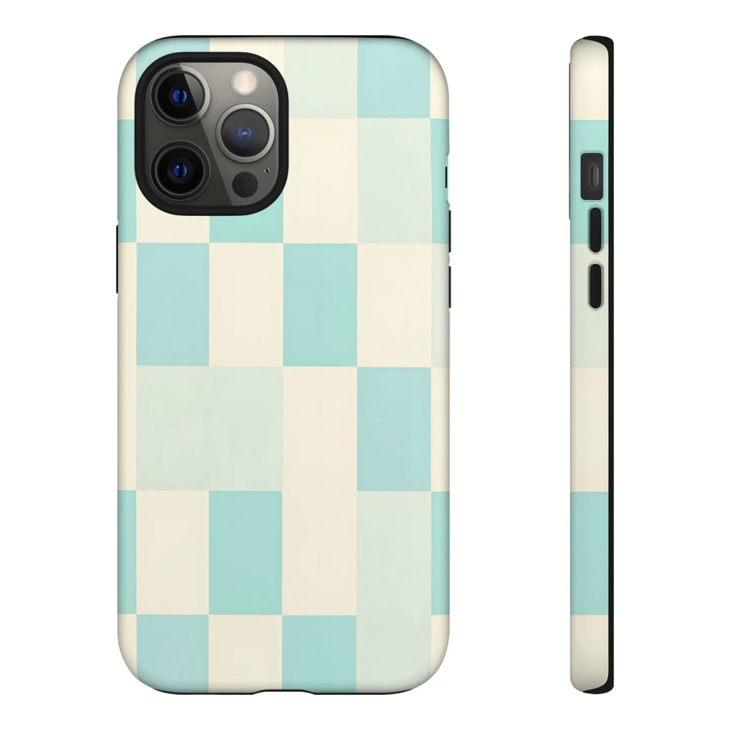 Pastel Checkerboard Tough Case – Mint & Cream Protective Phone Cover