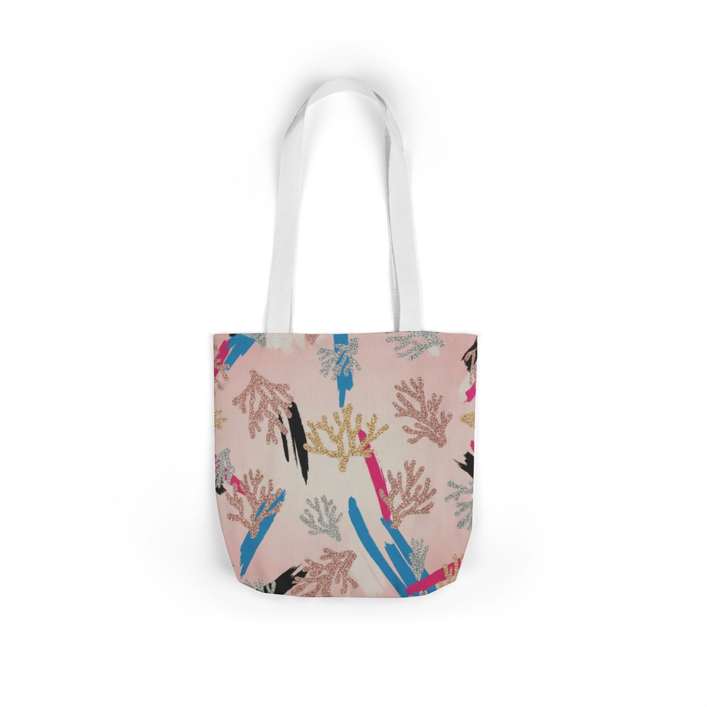 Abstract Coral Pattern Canvas Tote — Beachy Pink Reusable Bag