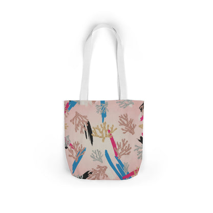 Abstract Coral Pattern Canvas Tote — Beachy Pink Reusable Bag