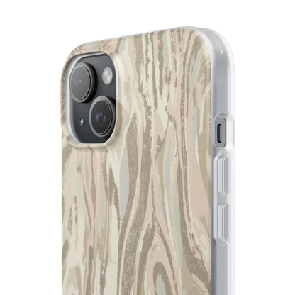 Neutral Marble Swirl Flexi Phone Case — Beige Abstract Protective Cover