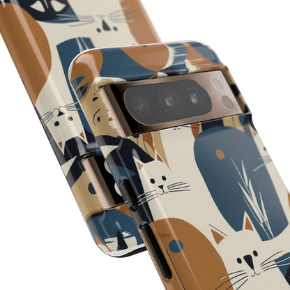Cat Pattern Phone Case – Retro Abstract Cats Protective iPhone Cover