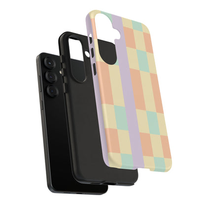 Pastel Checkered Phone Case — Retro Stripe Tough Case