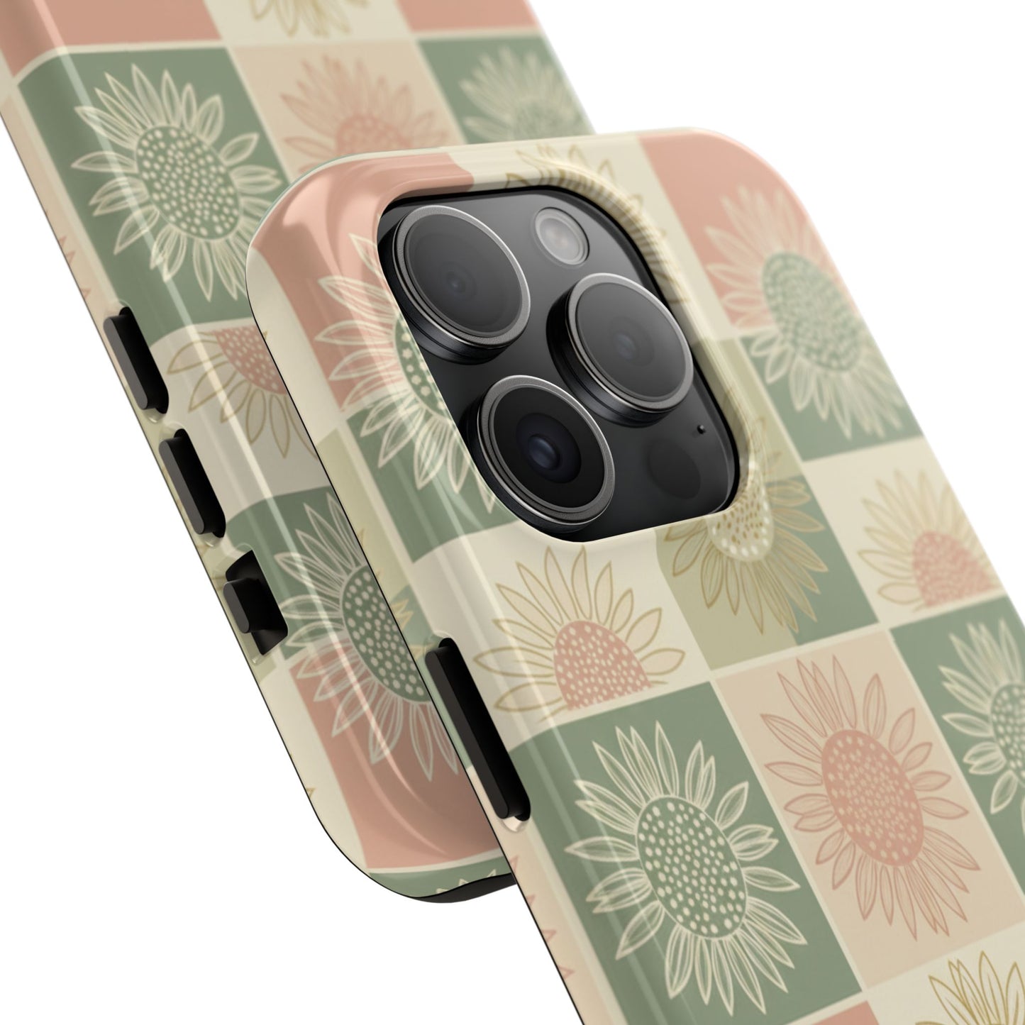 Copy of Sunflower Check iPhone Tough Phone Case — Retro Pastel Floral Protective Cover