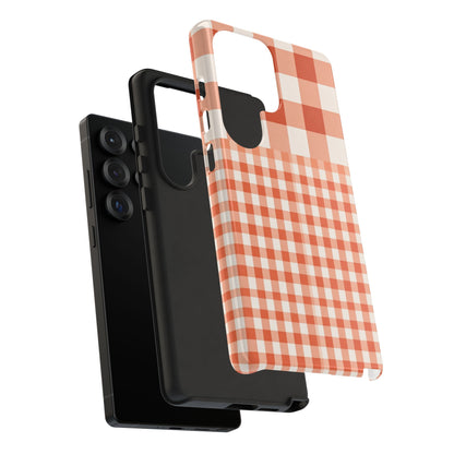 Buffalo Check Tough Phone Case — Orange Gingham Protective Cover