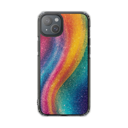 Clear Magnetic Phone Case — Rainbow Glitter Wave Impact-Proof Cover