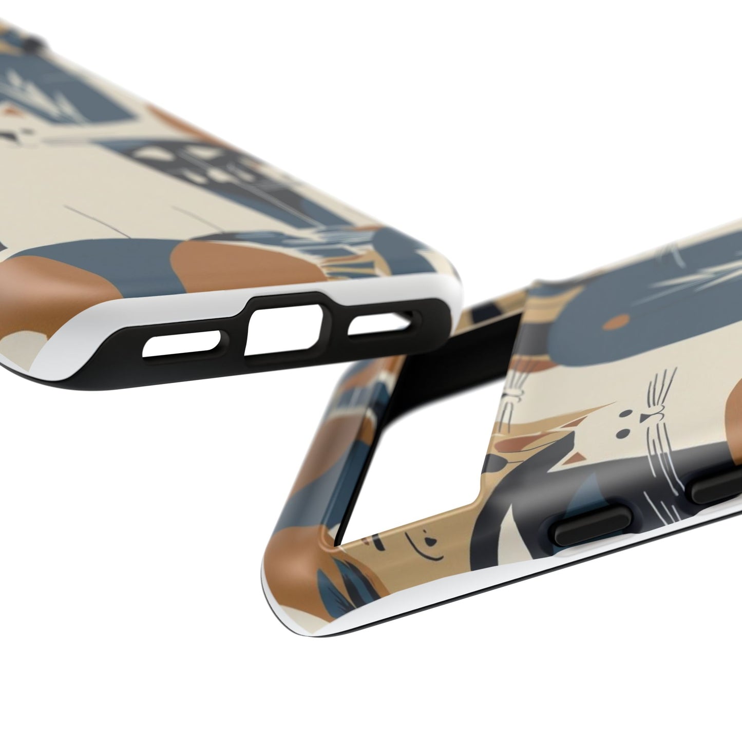 Cat Pattern Phone Case – Retro Abstract Cats Protective iPhone Cover