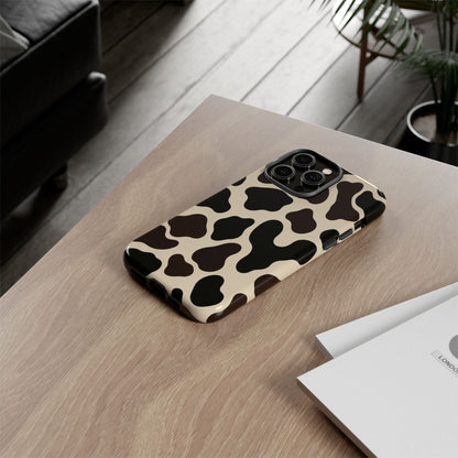 Cow Print Phone Case — Black & Cream Protective  Case