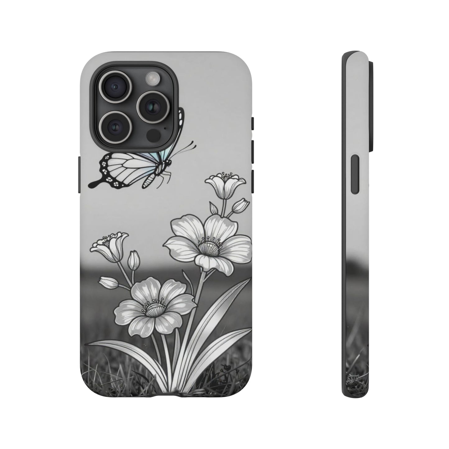 Butterfly & Wildflower Tough Phone Case — Durable Floral Phone Cover