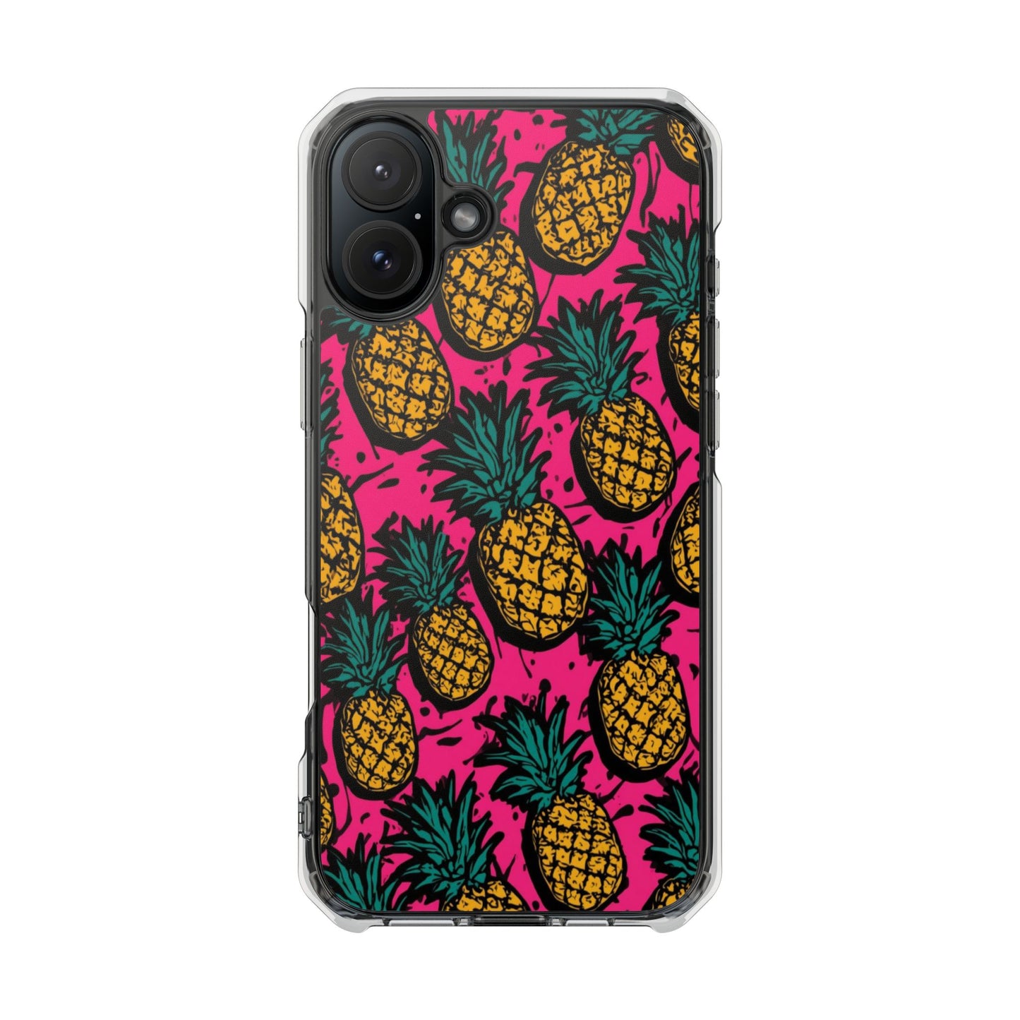Pineapple Pop Clear Magnetic Phone Case — Impact-Resistant Tropical Design