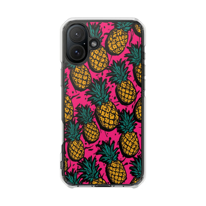 Pineapple Pop Clear Magnetic Phone Case — Impact-Resistant Tropical Design