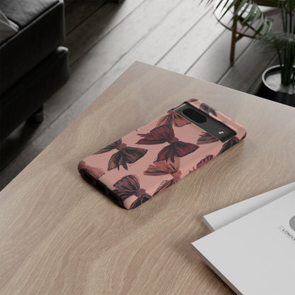 Bow Pattern Tough Phone Case — Pink Watercolor Bows Protective iPhone Cover