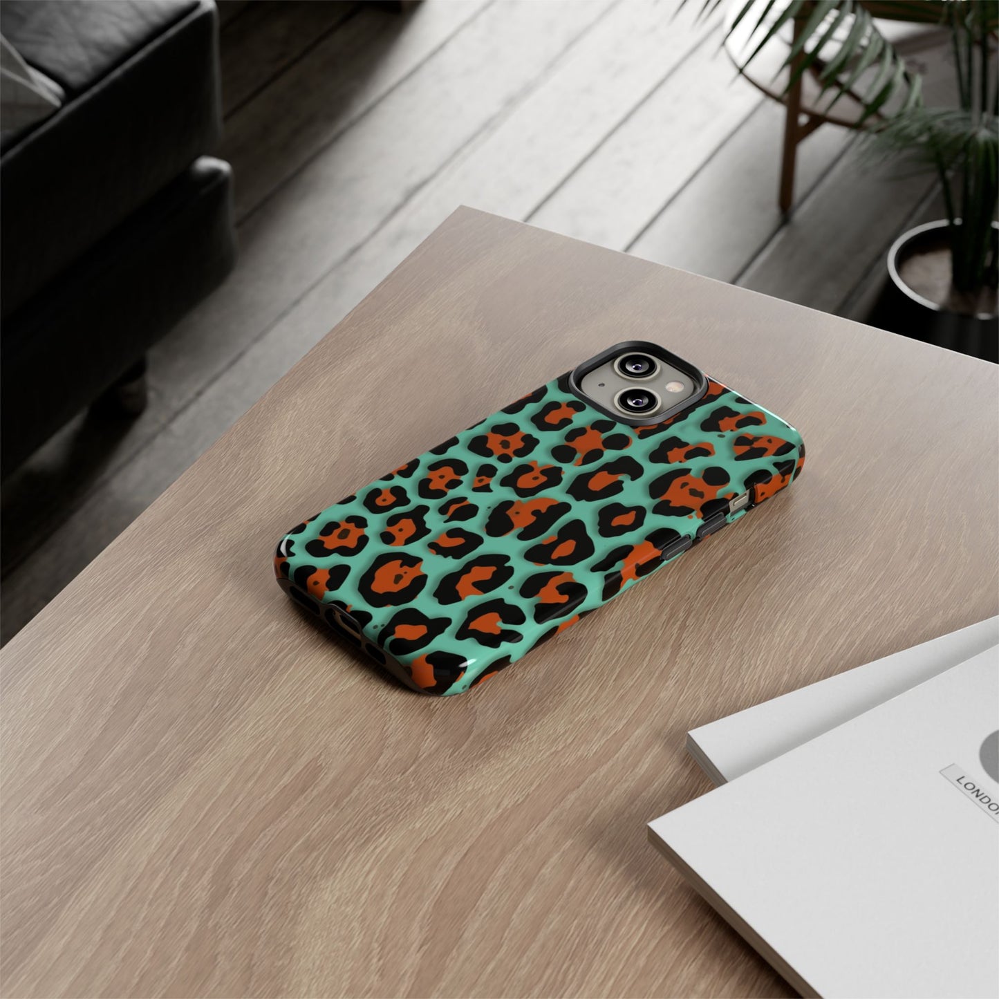 Teal & Rust Leopard Phone Case — Tough Protective Animal Print