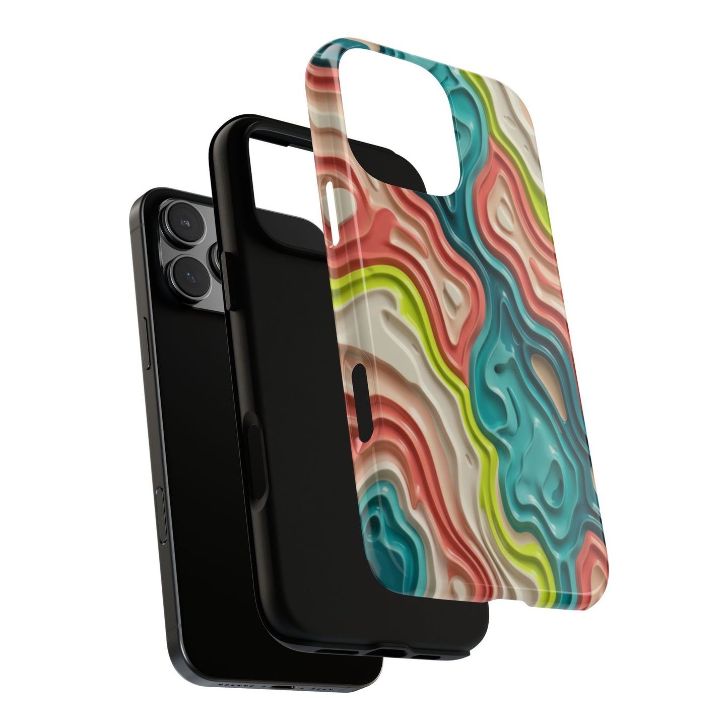 Abstract Contour Phone Case — Colorful Topographic Pattern Tough Case
