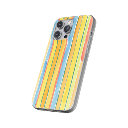 Watercolor Stripe Phone Case — Bright Pastel Vertical Stripes Protective Flexi Case