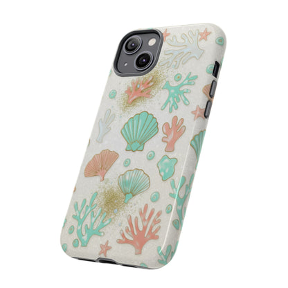 Seashell Coral Phone Case — Pastel Beach Shells Protective Tough Case