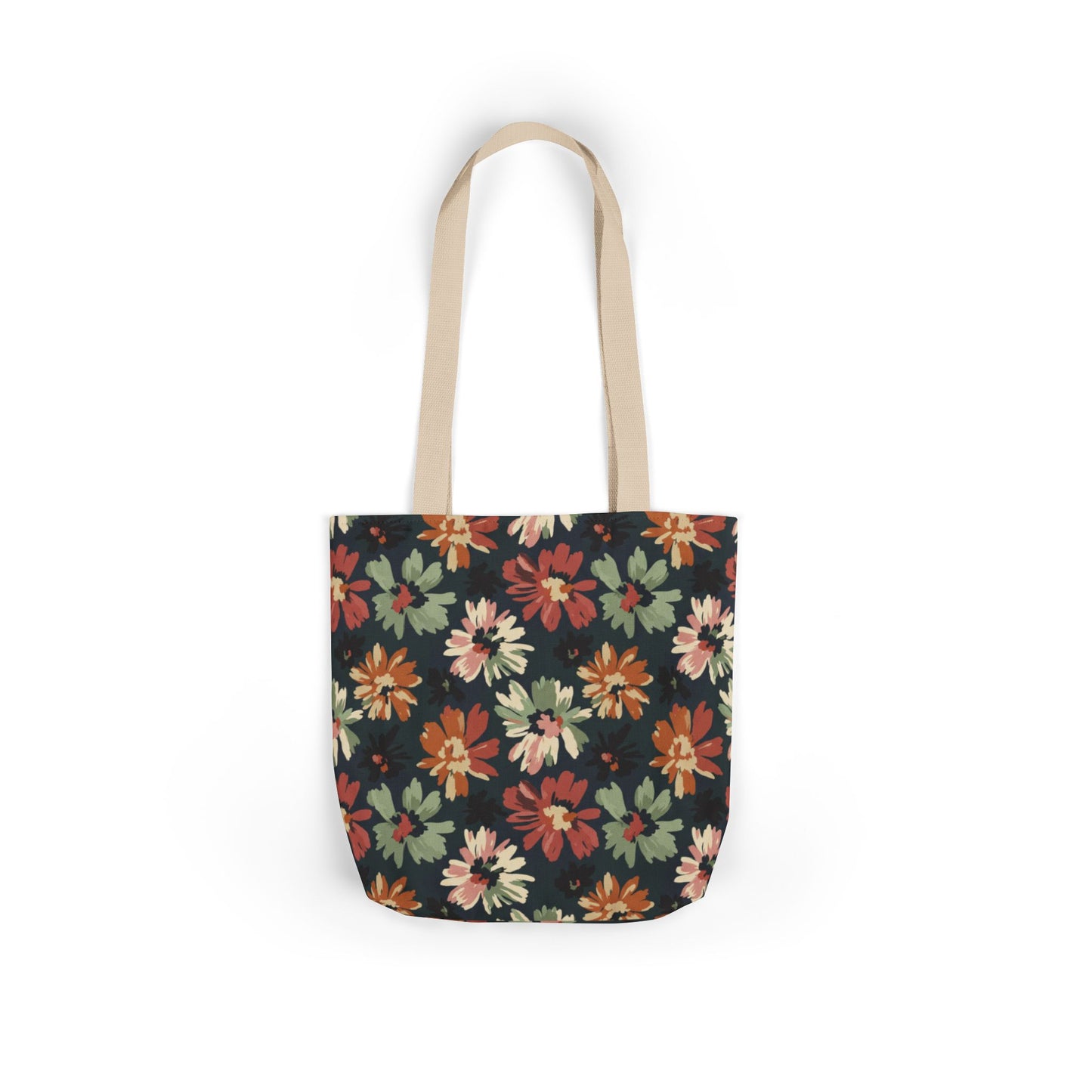 Floral Canvas Tote Bag — Vintage Autumn Daisy Print