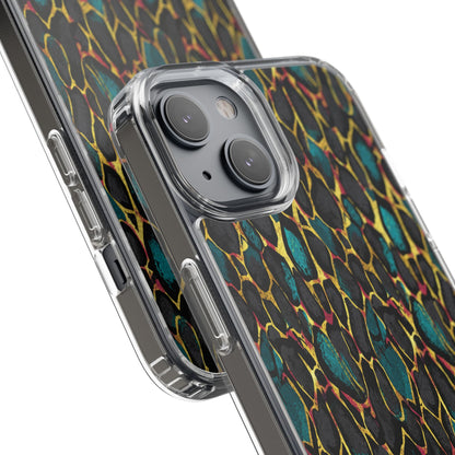 Teal Gold Leopard Clear Phone Case