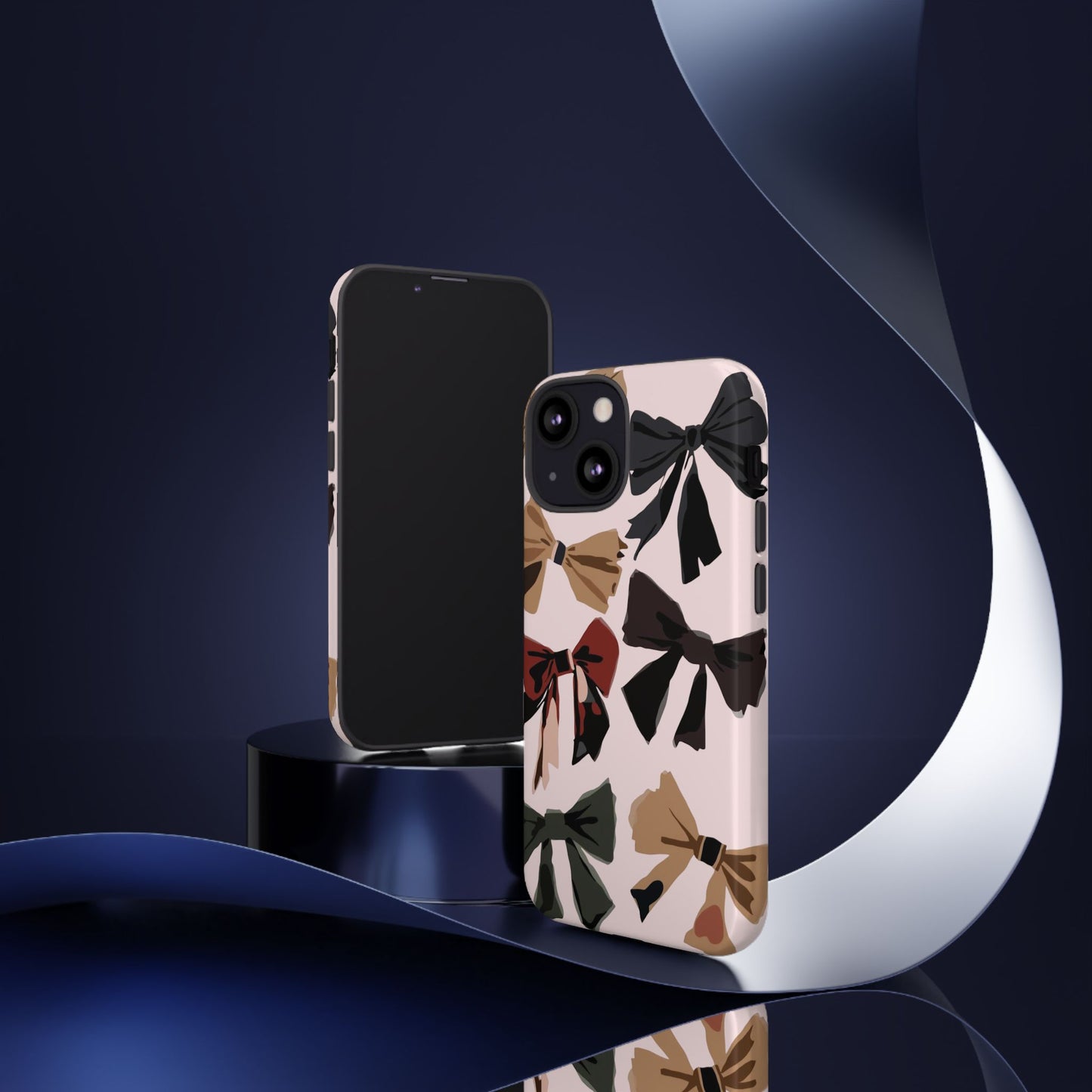 Bow Pattern Phone Case - Pink, Brown & Black Bows Protective Cover