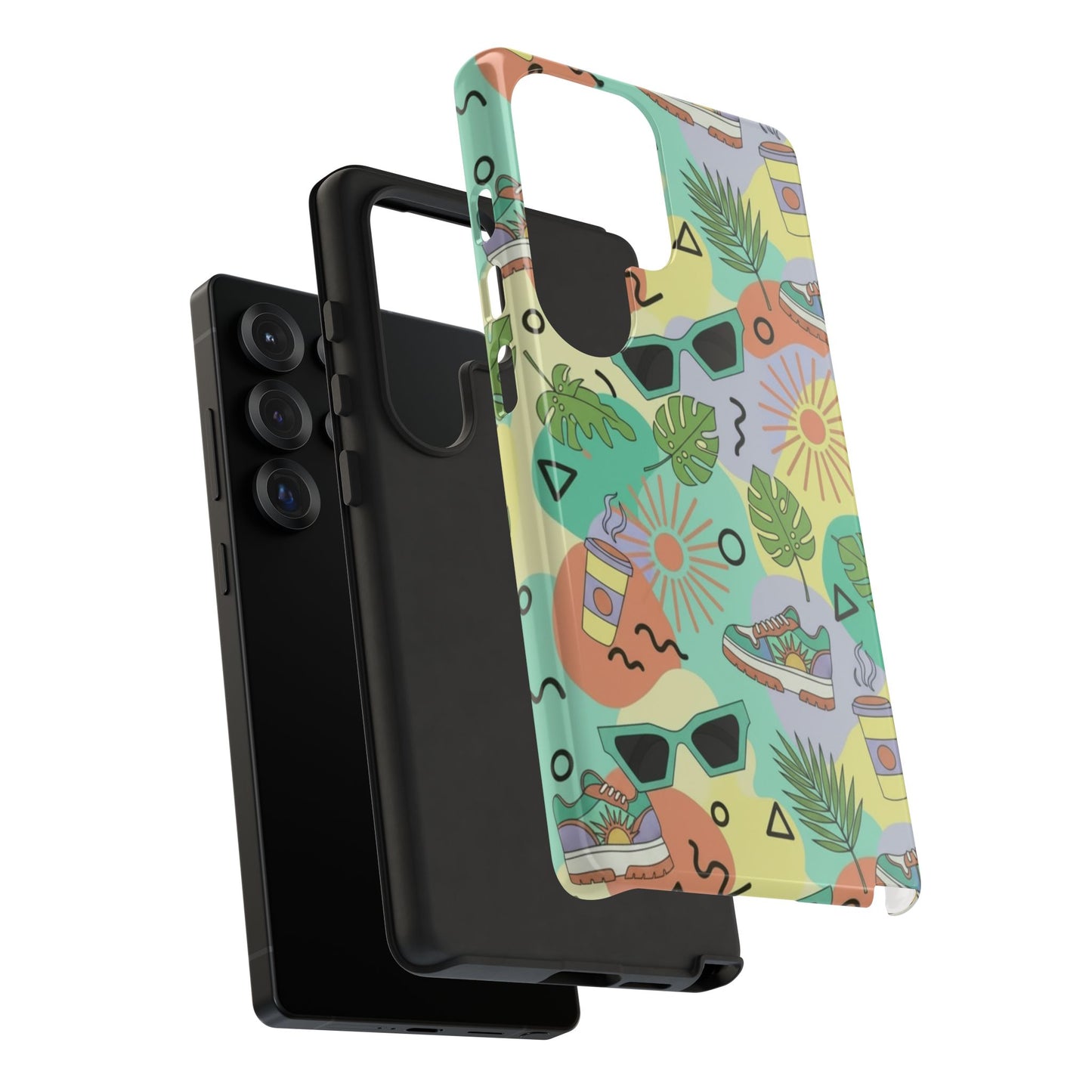 Tropical Summer Phone Case — Retro Sunglasses, Sneakers & Palm Pattern