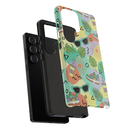 Tropical Summer Phone Case — Retro Sunglasses, Sneakers & Palm Pattern