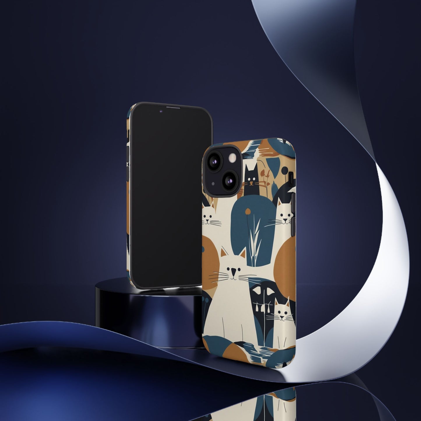 Cat Pattern Phone Case – Retro Abstract Cats Protective iPhone Cover