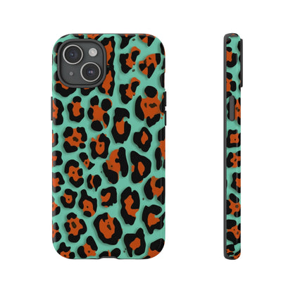Teal & Rust Leopard Phone Case — Tough Protective Animal Print