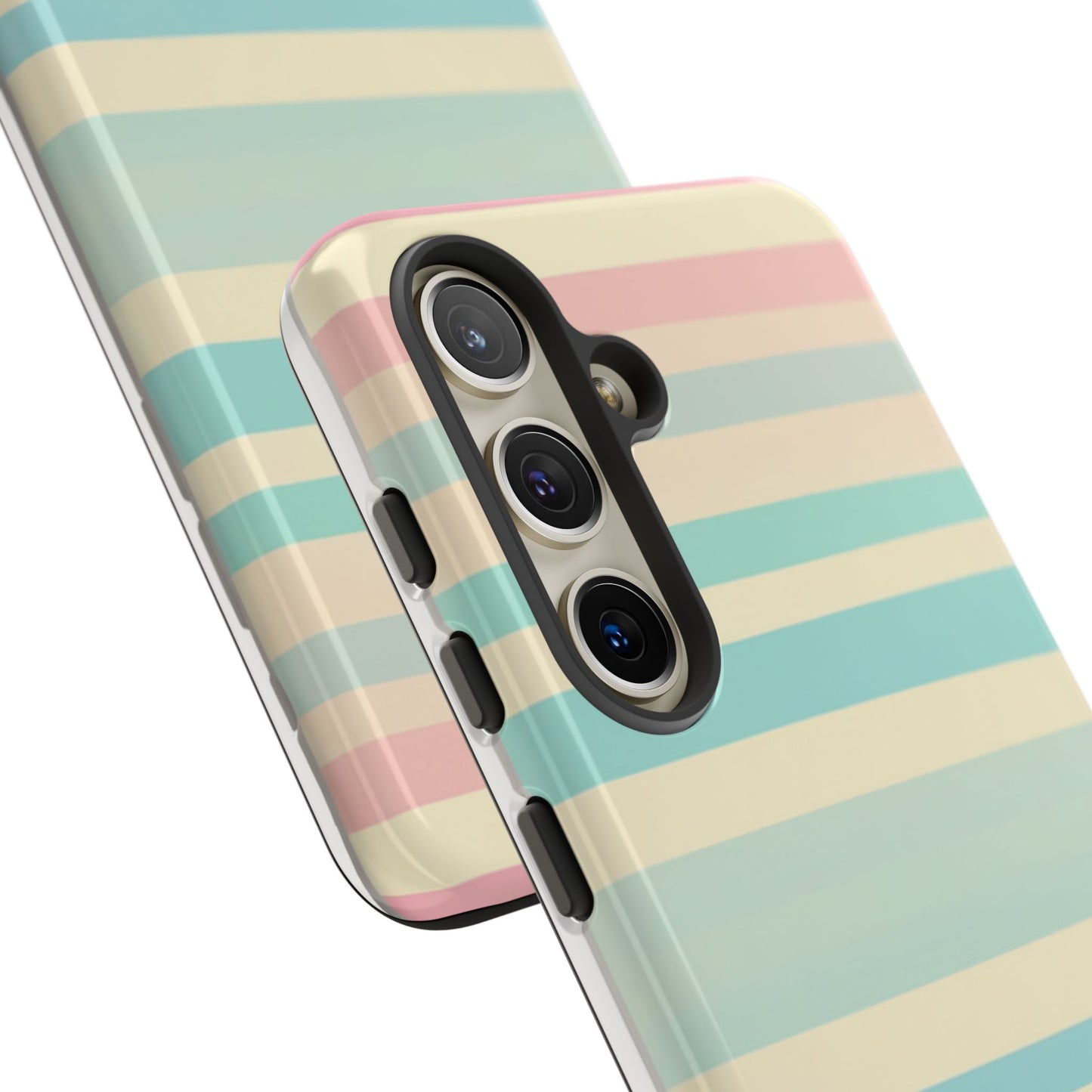 Pastel Striped Tough Phone Case – Protective Retro Rainbow Design