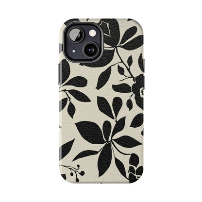 Tough Phone Case — Black Floral Silhouette Protective Cover