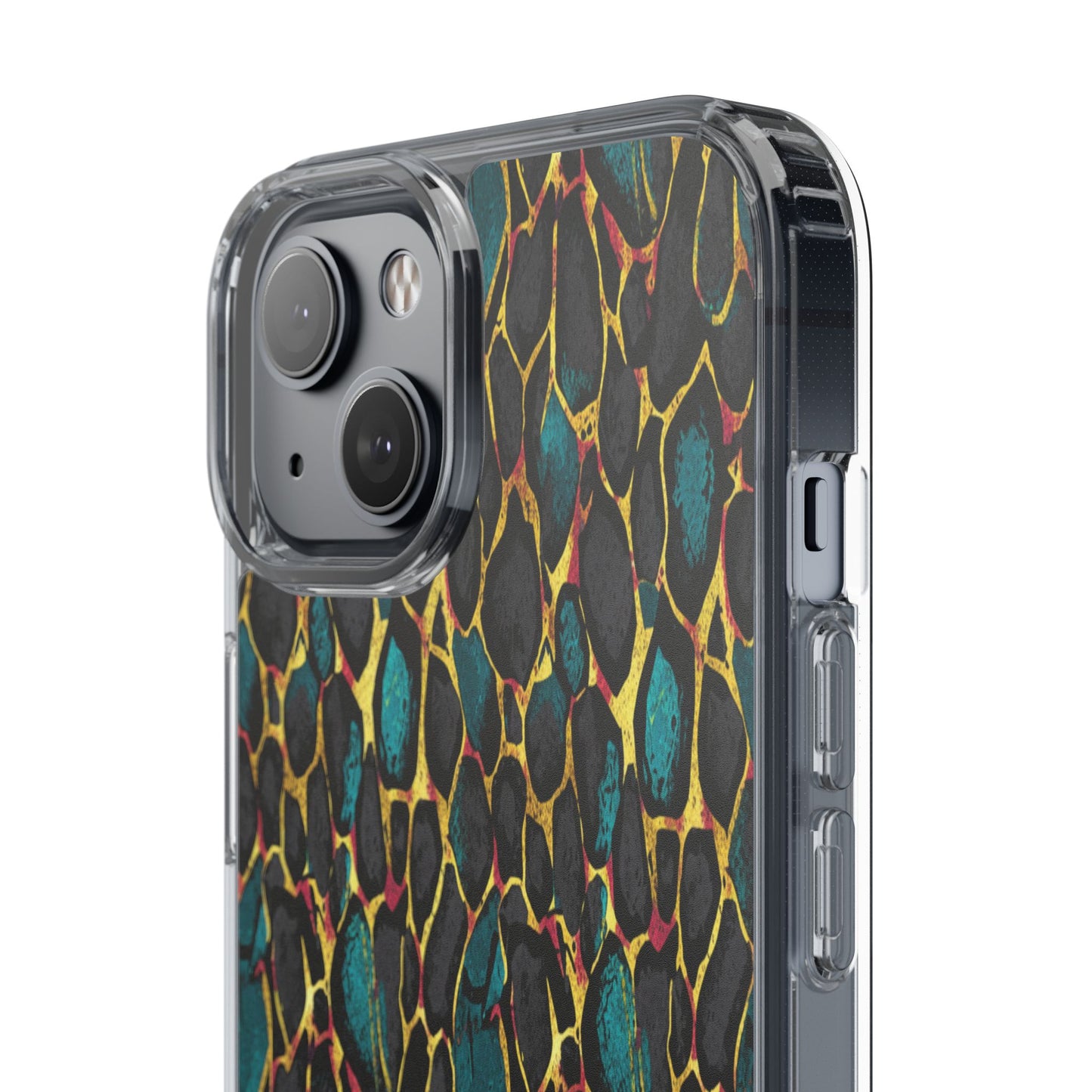 Teal Gold Leopard Clear Phone Case