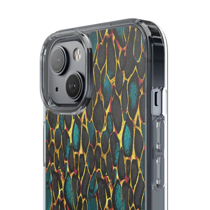 Teal Gold Leopard Clear Phone Case