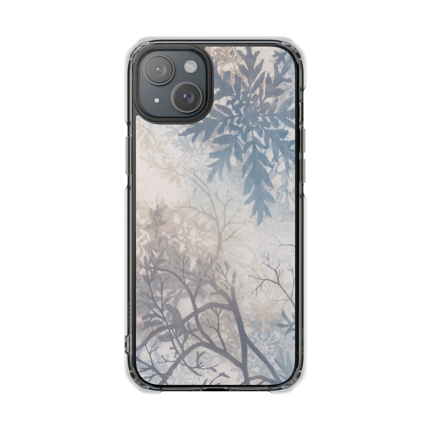 Clear Impact Phone Case with Delicate Botanical Shadow Design — Magnetic Compatible
