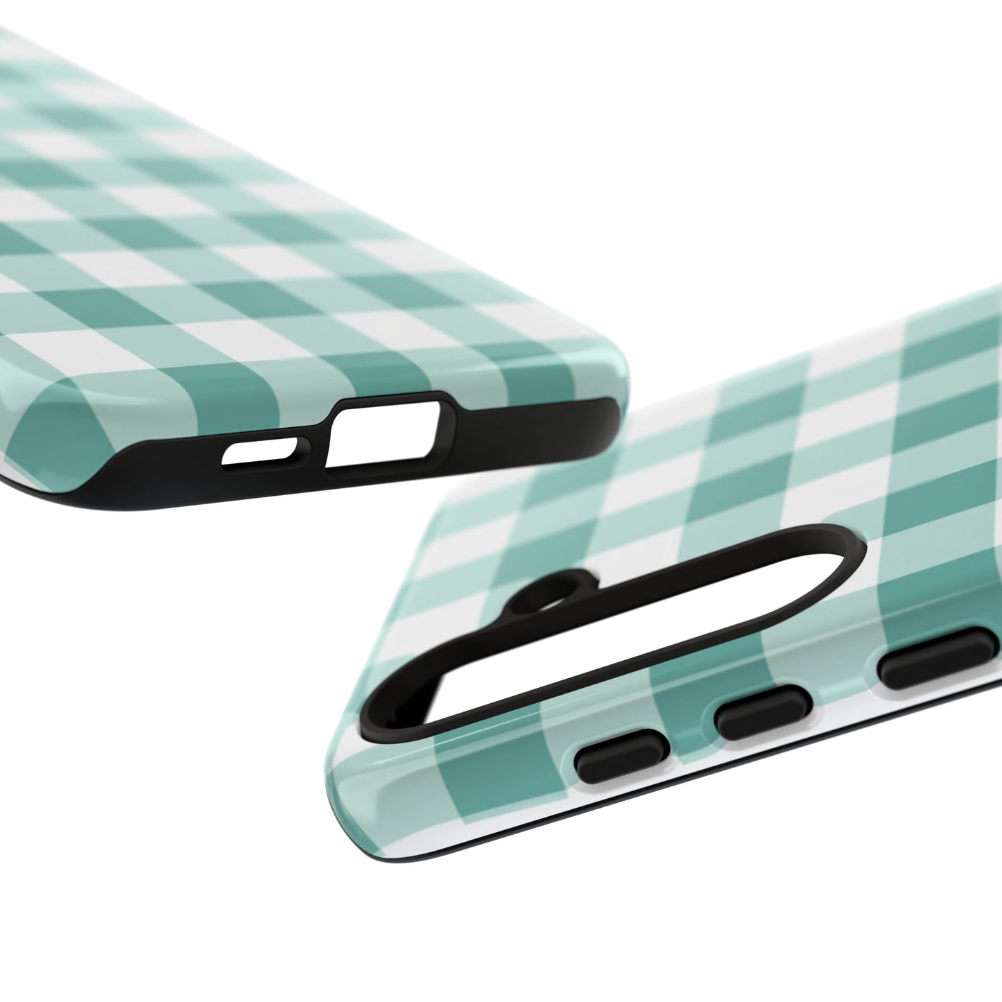 Mint Green Buffalo Check Tough Phone Case — Durable Plaid Protective Cover