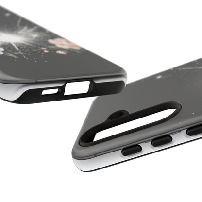 Floral Burst Phone Case — Protective Black Sparkle Design