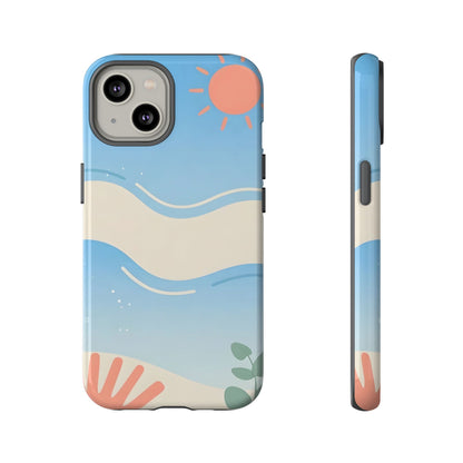 Beach Waves Tough Phone Case — Summer Sun & Seashell Protective Cover