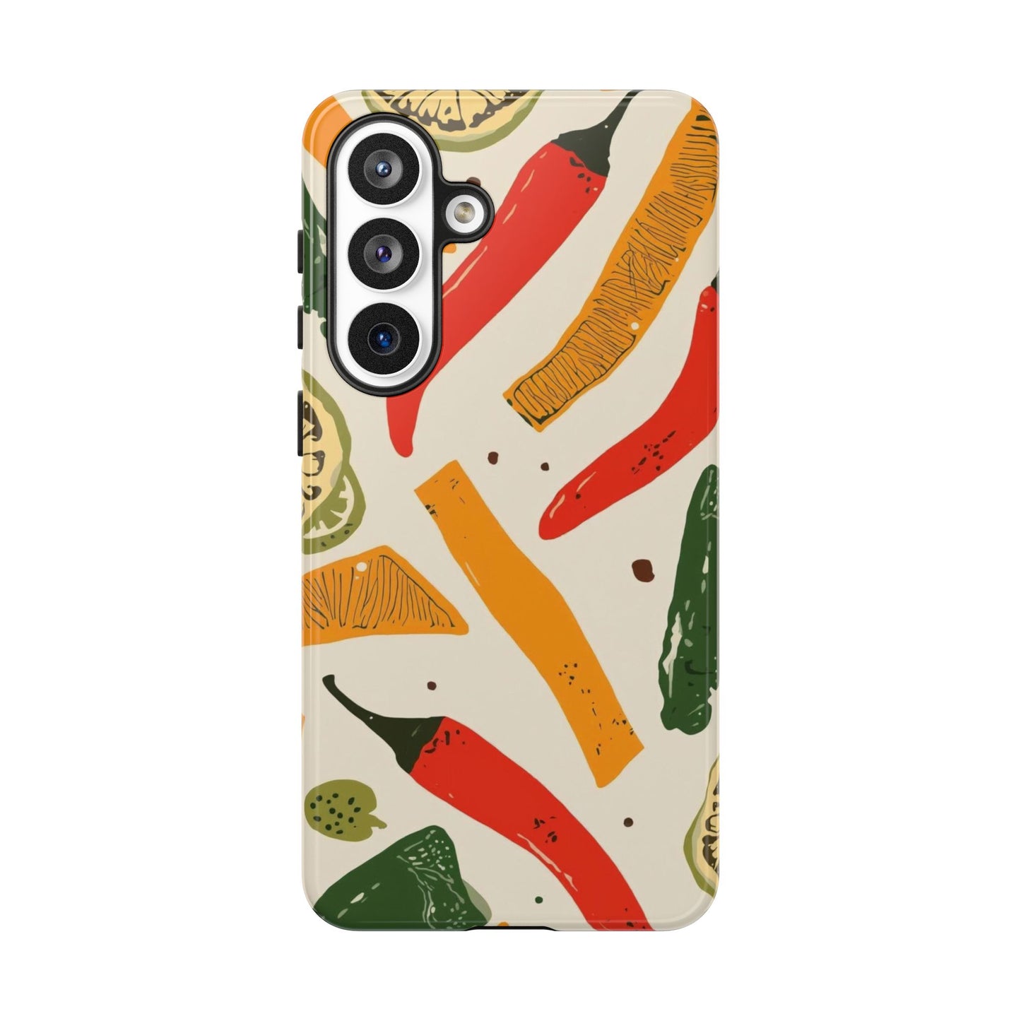 Spicy Peppers Phone Case – Colorful Chili, Lime & Citrus Pattern