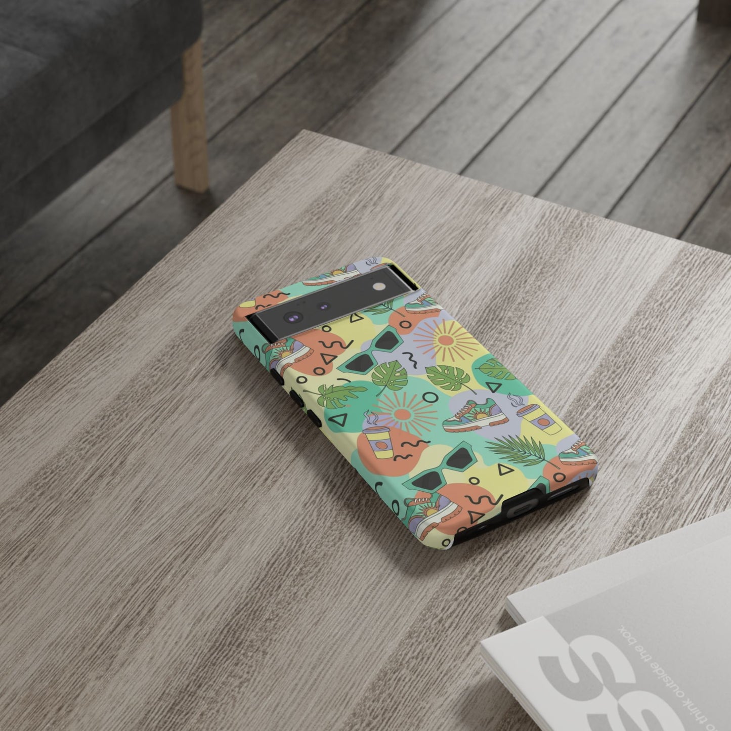 Tropical Summer Phone Case — Retro Sunglasses, Sneakers & Palm Pattern