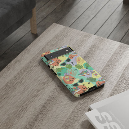 Tropical Summer Phone Case — Retro Sunglasses, Sneakers & Palm Pattern