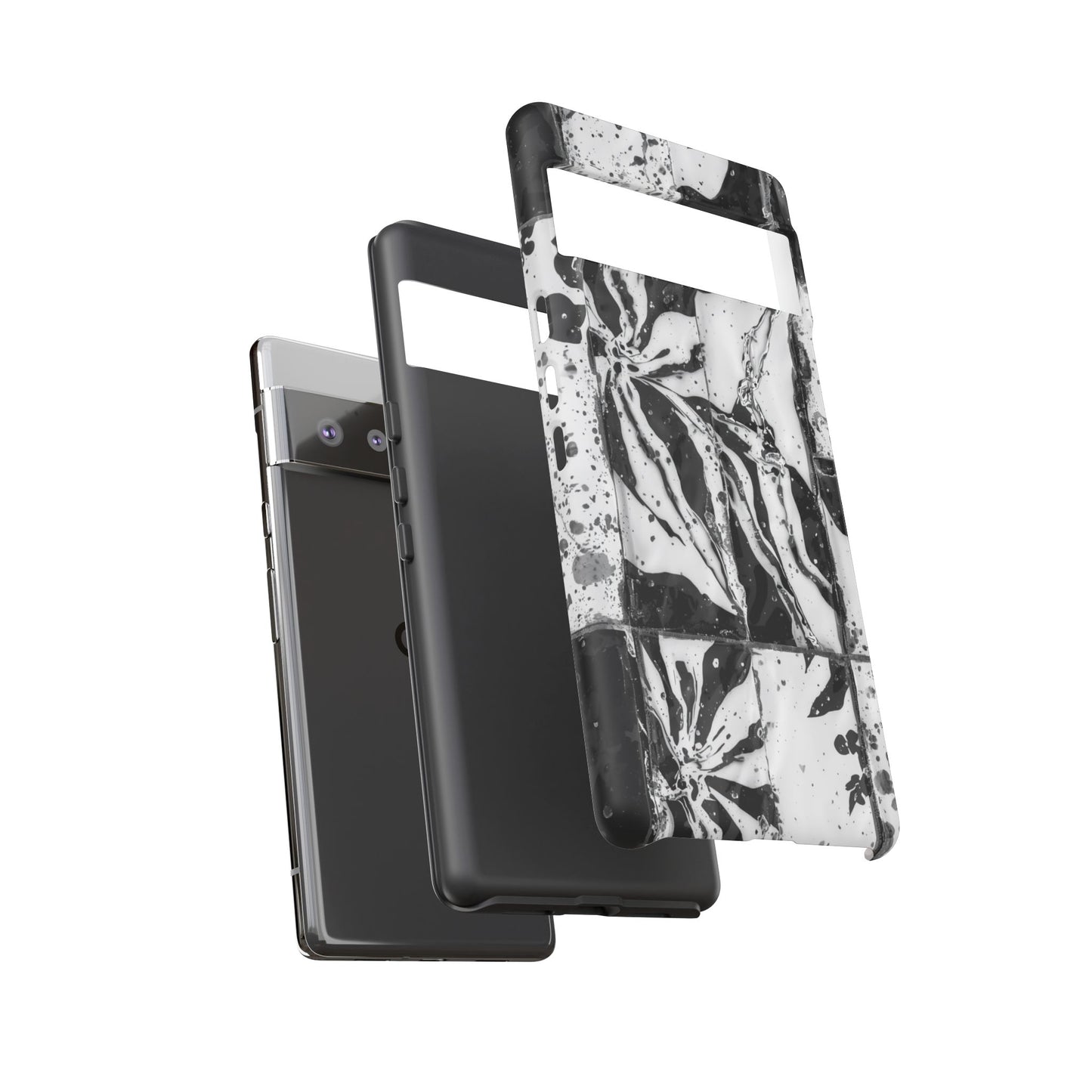 Monochrome Tile Floral Tough Phone Case