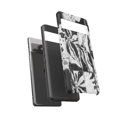Monochrome Tile Floral Tough Phone Case