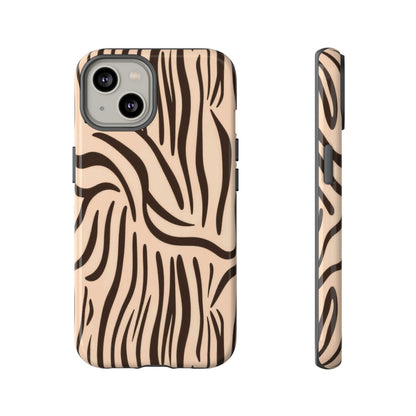 Zebra Stripe Tough Phone Case – Neutral Animal Print Protective Cover