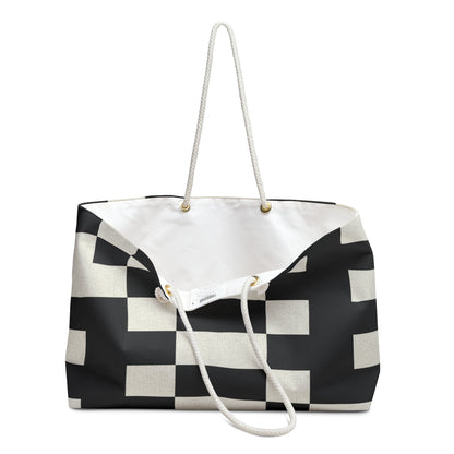 Monochrome Checkerboard Weekender Bag — Black & Ivory Travel Tote