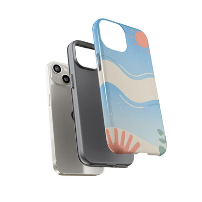 Beach Waves Tough Phone Case — Summer Sun & Seashell Protective Cover