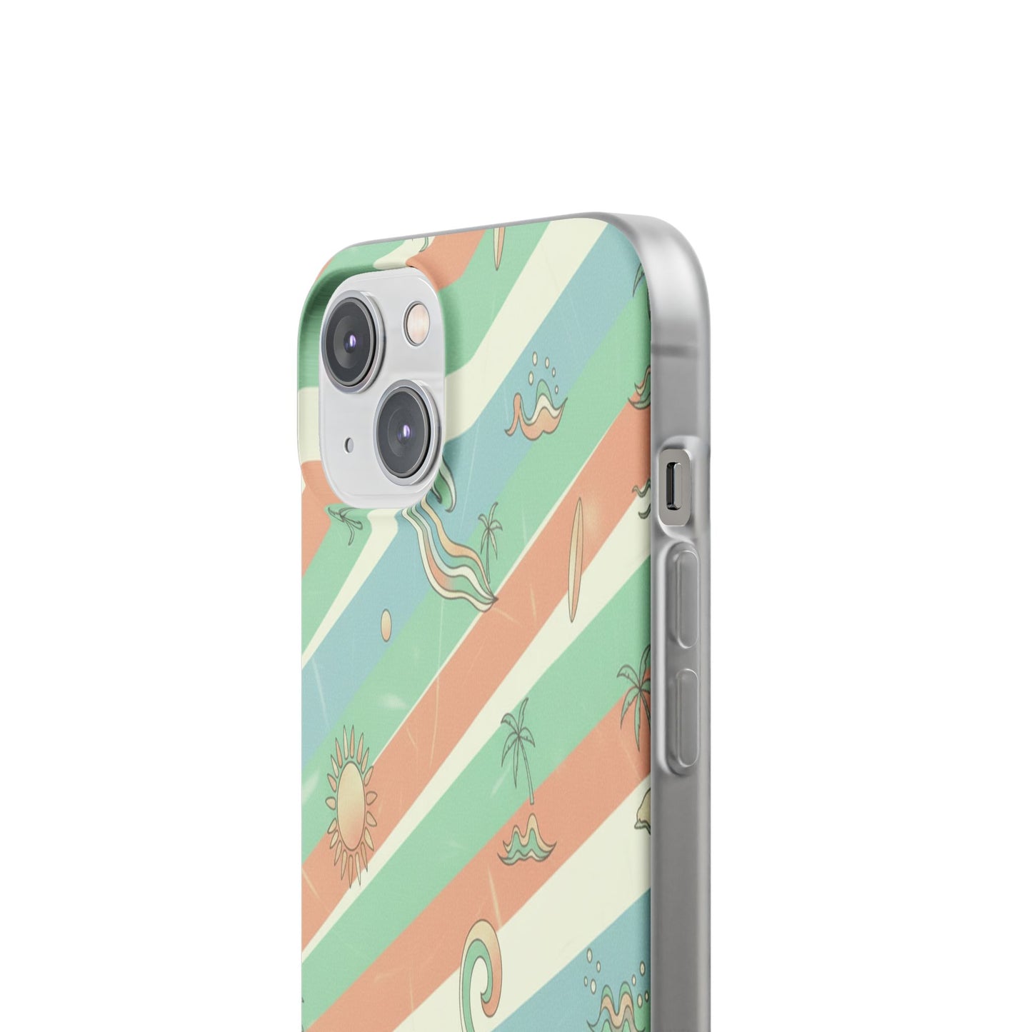 Beach Vibes Phone Case — Retro Pastel Surf & Palm Protective Flexi Case