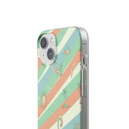 Beach Vibes Phone Case — Retro Pastel Surf & Palm Protective Flexi Case