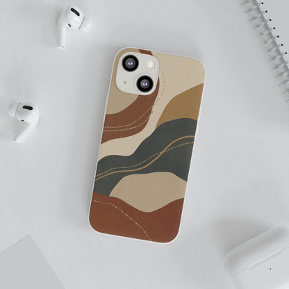 Abstract Earth Tone Phone Case — Boho Wavy Flexi Case